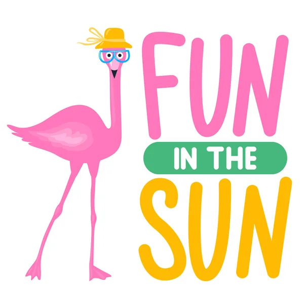 Wektor karta lato z śmieszne różowe flamingi. Modny ilustracja — Wektor stockowy