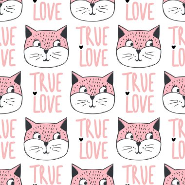 Moda kedi seamless modeli.