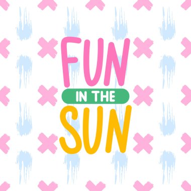 Vektör yaz kartı. Güneşte eğlenceli. T