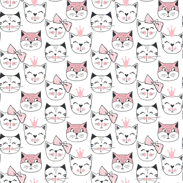 Moda kedi seamless modeli.