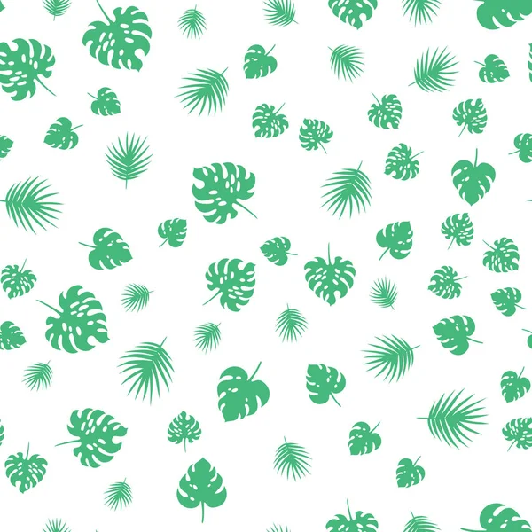 Yeşil tropikal yapraklı vektörsüz desen.