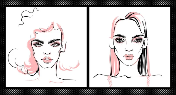 Moda illüstrasyon. Vektör kızlar set.