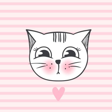 Vektör şirin moda kedi. Şık yavru kedi. Kitty doodle.