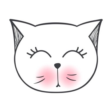 Vektör şirin moda kedi. Şık yavru kedi. Kitty doodle.
