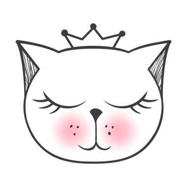 Vektör şirin moda kedi. Şık yavru kedi. Kitty doodle.