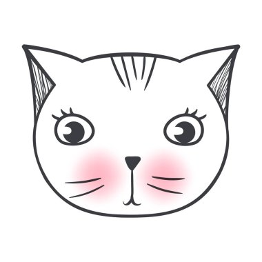 Vektör şirin moda kedi. Şık yavru kedi. Kitty doodle.