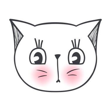 Vektör şirin moda kedi. Şık yavru kedi. Kitty doodle.