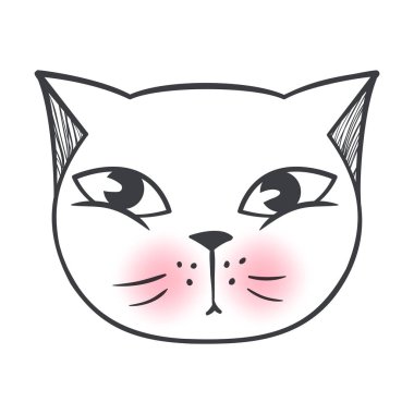 Vektör şirin moda kedi. Şık yavru kedi. Kitty doodle.