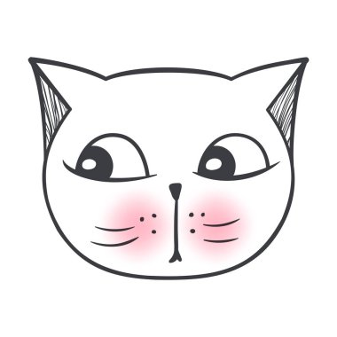 Vektör şirin moda kedi. Şık yavru kedi. Kitty doodle.