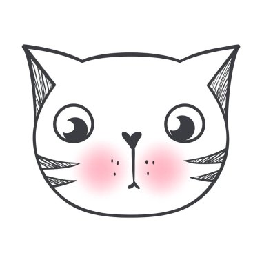 Vektör şirin moda kedi. Şık yavru kedi. Kitty doodle.