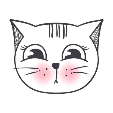 Vektör şirin moda kedi. Şık yavru kedi. Kitty doodle.