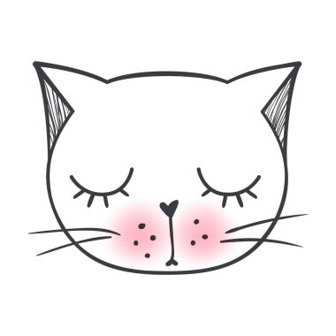 Vektör şirin moda kedi. Şık yavru kedi. Kitty doodle.