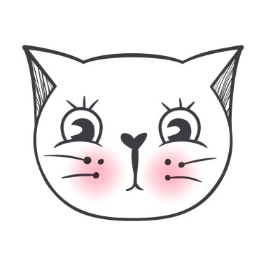 Vektör şirin moda kedi. Şık yavru kedi. Kitty doodle.