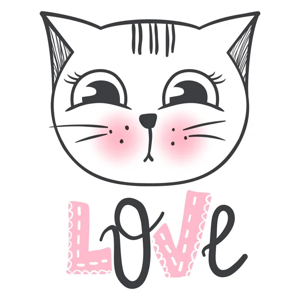 Διάνυσμα μόδα χαριτωμένο γάτα. Κομψή γατάκι. Doodle γατούλα. — Διανυσματικό Αρχείο