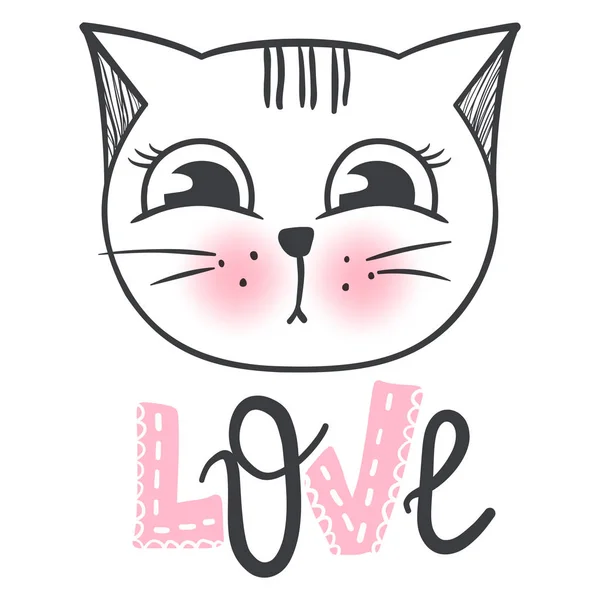 Vector gato de moda bonito. Gatinho elegante. Doodle Kitty . —  Vetores de Stock