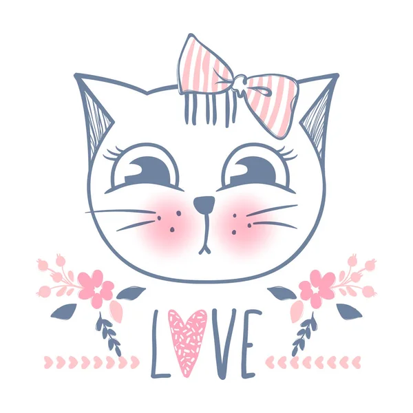 Conception vectorielle chat mignon. Filles chatons. visage de chats de mode . — Image vectorielle