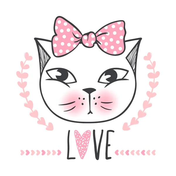 Conception vectorielle chat mignon. Filles chatons. visage de chats de mode . — Image vectorielle