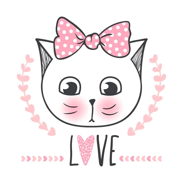 Lindo gato vector de diseño. Gatitas femeninas. Moda cara de gatos . — Vector de stock