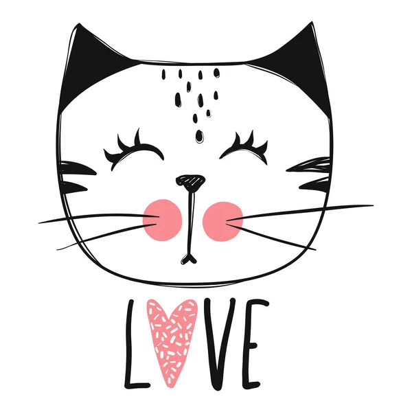 Conception vectorielle chat mignon. Filles chatons. visage de chats de mode . — Image vectorielle