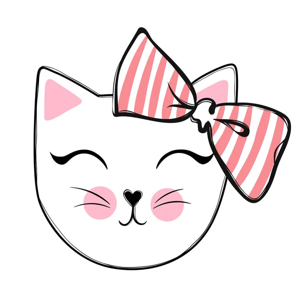 Lindo gato vector de diseño. Gatitas femeninas. Moda cara de gatos . — Vector de stock