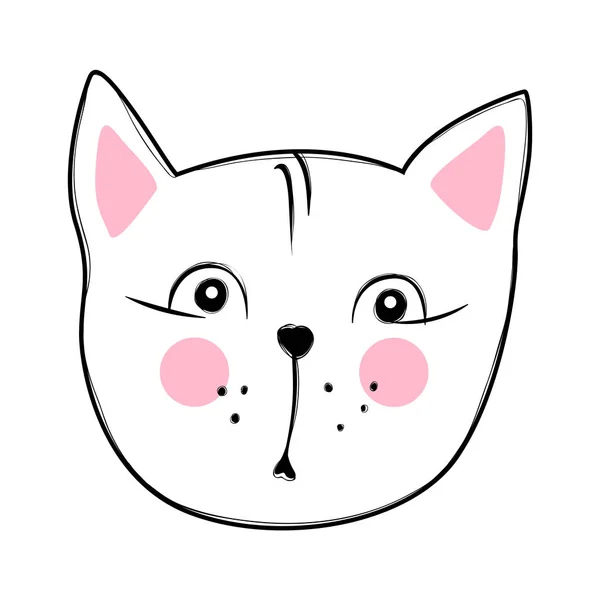 Desenho de vetor de gato bonito. Gatinhos femininos. Moda cara de gatos . — Vetor de Stock