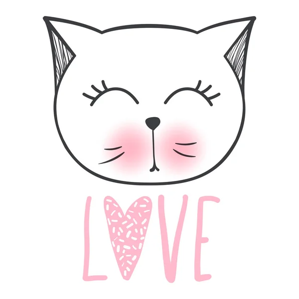 Cute cat vector design. Girly kittens. Fashion Cats face. — Stock Vector