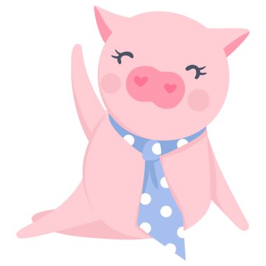 Domuzlar illüstrasyon izole beyaz. Vektör şirin domuz.