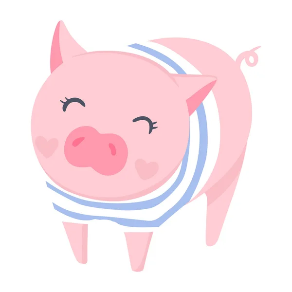猪例证在白色被隔绝。新年的象征 — 图库矢量图片