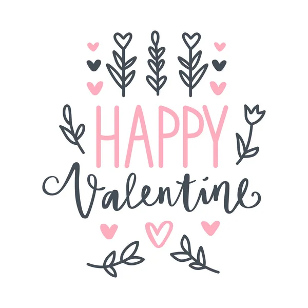 Happy valentines day, hand drawn text. Doodle style. Handwritten brush lettering — Stock Vector