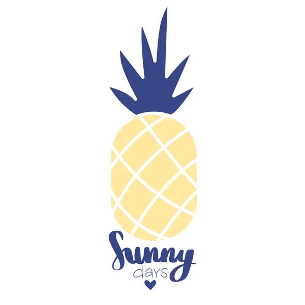 Tarjeta vectorial de verano con piña. Días soleados. Ilustración de moda . — Vector de stock