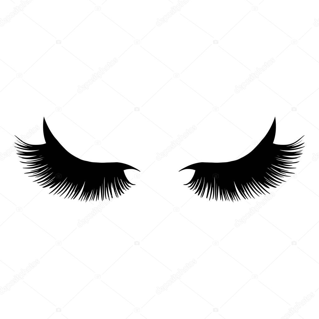 Black long lashes vector illustration. Beautiful Eyelashes isolated on a background.