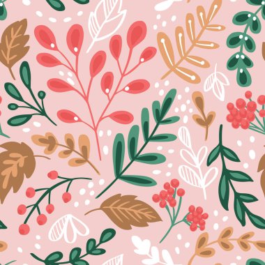 Çiçekler ve bitkiler ile vektör seamless modeli.