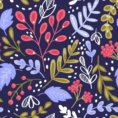 Çiçekler ve bitkiler ile vektör seamless modeli.