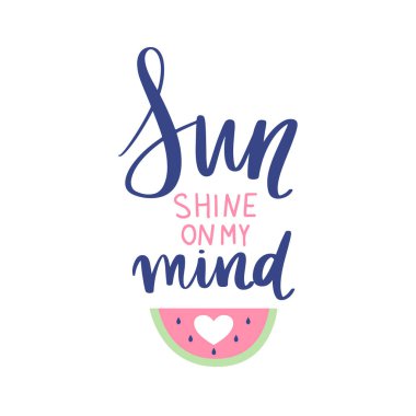 Beni denize götür - Vektör el çizilmiş harf cümlesi. Karpuzlu modern fırça kaligrafisi.