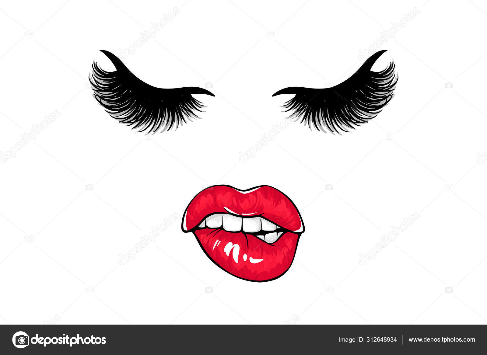 Sexy Lips SVG Vector Biting Lip Clip Art