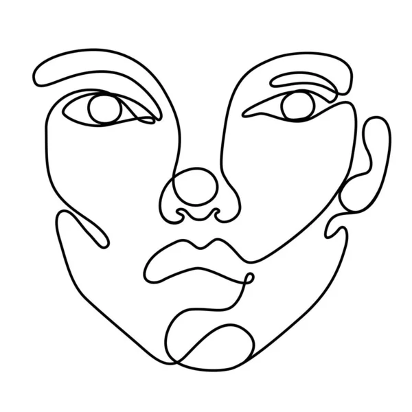 Continuous line vector drawing. Abstract line art portrait. One line illustration. — Stock Vector