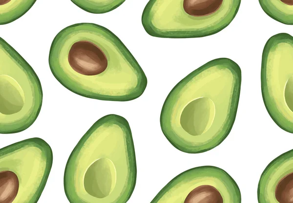 Vektornahtloses Muster mit Avocado. Tropischer Hintergrund mit exotischen Früchten. — Stockvektor