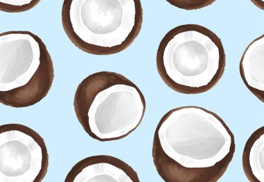 Hindistan cevizi ile vektör dikişsiz desen. Egzotik meyve ile Tropikal arka plan