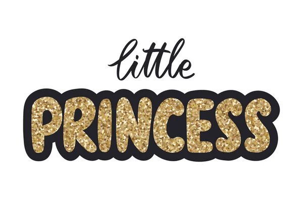 Letras de princesa, coroa dourada. Impressão tipográfica para crianças ou bebés. Sparkle Escrita à mão Caligrafia frase — Vetor de Stock