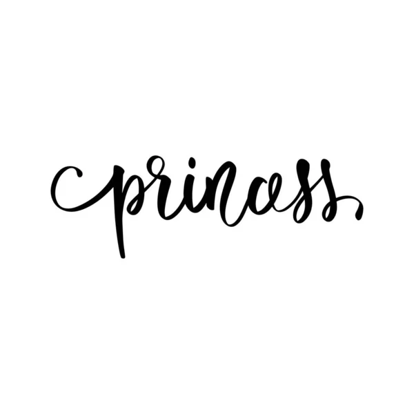 Princesa Caligrafía letras aisladas en blanco. Reina Impresión tipográfica — Vector de stock