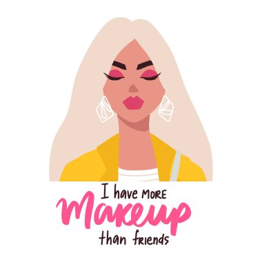 Moda tarzı ve makyajlı gözlüklü şık sarışın kadın. Kız portresi, ilham verici ifade.