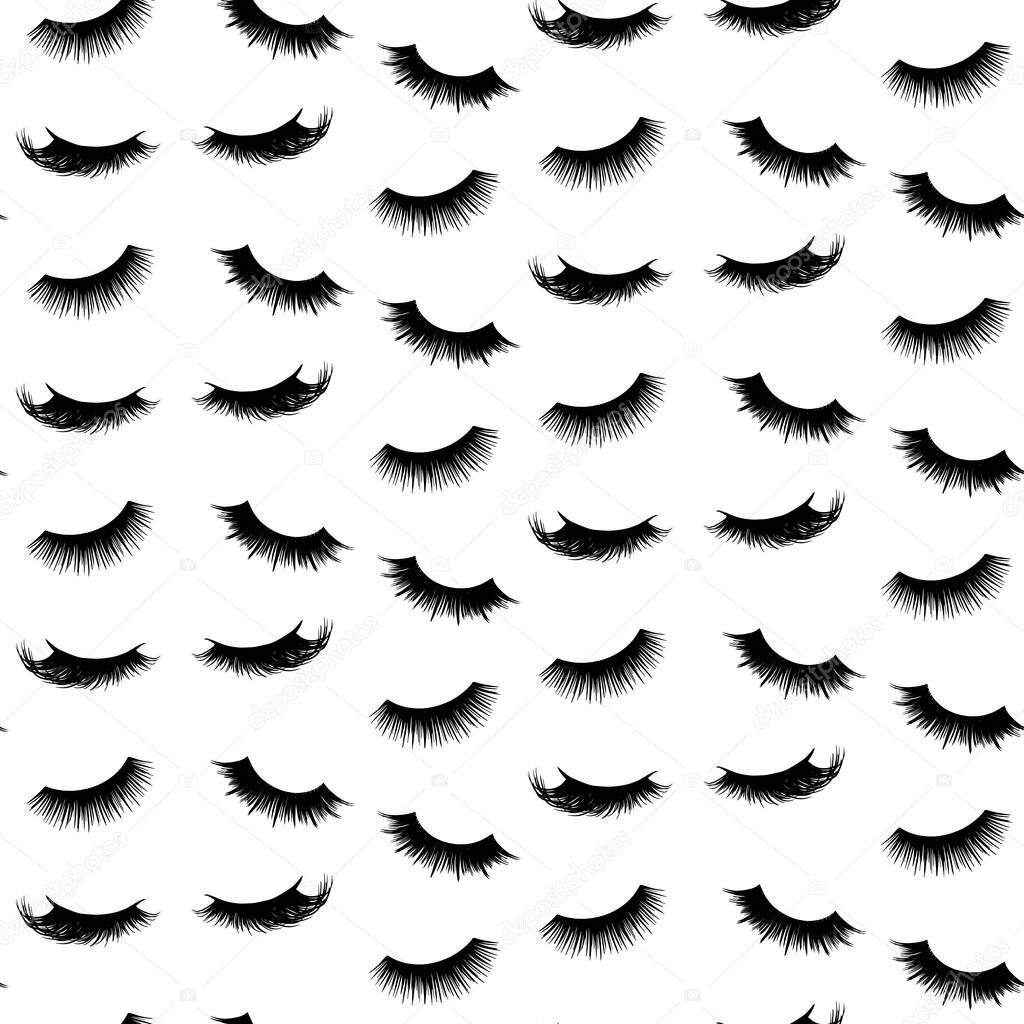 Vector seamless pattern with lashes. Closed eyes background. Repeat design for girls, woman, social media