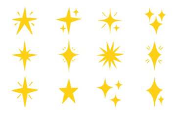 Pastel desenli el çizimi yıldız karalamaları. Tebeşir renginde sevimli yıldızlar okul projeleri ve uzay illüstrasyonu için eğlenceli taslak unsurları oluşturur.