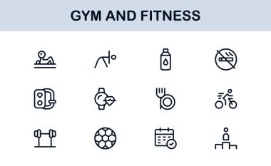 Spor Salonu Spor Salonu, Modern Satır Simgesi Profesyonel ve Eşsiz Koleksiyon Çalışması, Egzersiz, Sağlık, Güç ve Eğitim Sembolleri