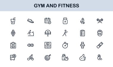 Spor Salonu Spor Salonu, Modern Satır Simgesi Profesyonel ve Eşsiz Koleksiyon Çalışması, Egzersiz, Sağlık, Güç ve Eğitim Sembolleri