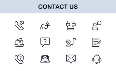 Telefon, E- posta, İleti ve Adres Grafiklerini Minimum Vektör Biçiminde Özelleştiren Profesyonel Kişi Simgeleri