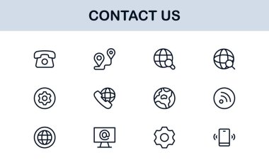 Telefon, E- posta, İleti ve Adres Grafiklerini Minimum Vektör Biçiminde Özelleştiren Profesyonel Kişi Simgeleri