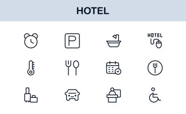 Hotel Line Simge Koleksiyonu Modern, Minimal Tasarım Sembolleri Konukseverlik, Rezervasyon, Oda, Seyahat ve Kalkınma Hizmetleri