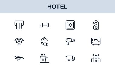 Hotel Line Simge Koleksiyonu Modern, Minimal Tasarım Sembolleri Konukseverlik, Rezervasyon, Oda, Seyahat ve Kalkınma Hizmetleri