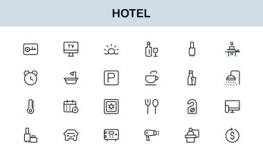 Hotel Line Simge Koleksiyonu Modern, Minimal Tasarım Sembolleri Konukseverlik, Rezervasyon, Oda, Seyahat ve Kalkınma Hizmetleri